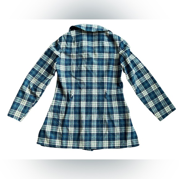 Vintage Pendleton Wool Plaid Coat Women’s S M 6 8 Blue Green USA Made Belted - Picture 3 of 13